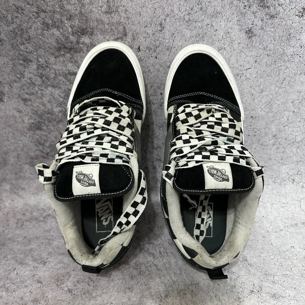 Vans Knu Skool Mens 11.5 Black Mega Check Checkerboard Skate Shoes